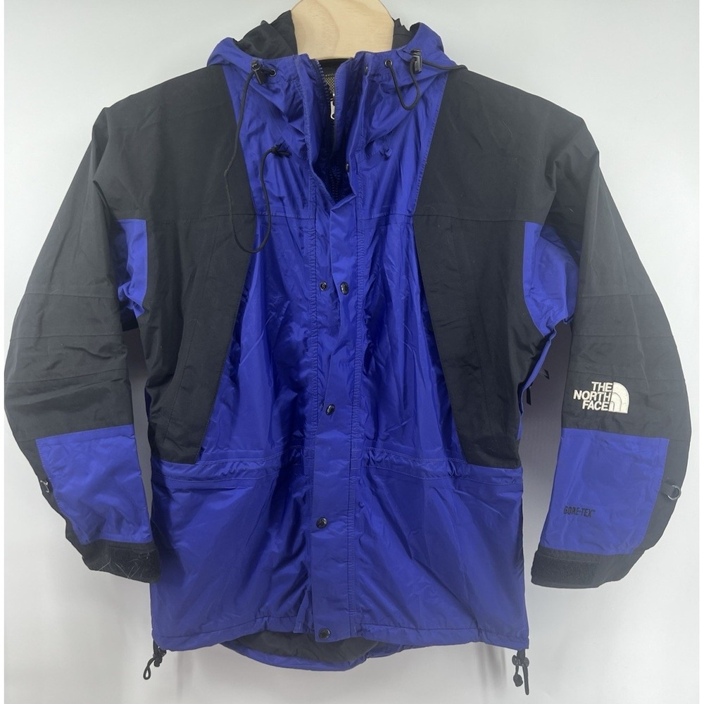 Vtg The North Face Mens Medium Goretex Shell Jacket Blue Black 90's Nylon